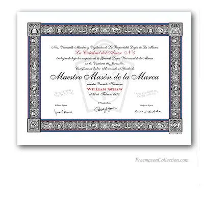 Diploma de Maestro Masón de la Marca. Diplomas Masónicos ...