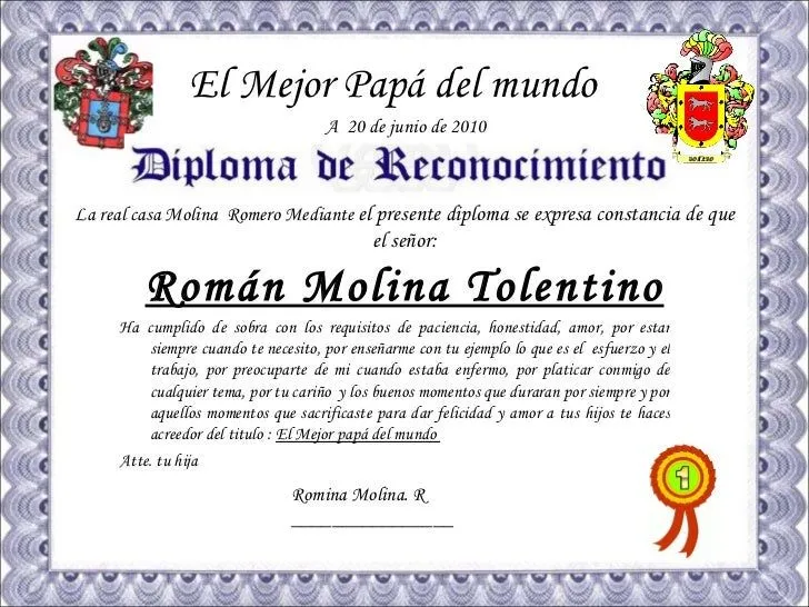 Diploma al mejor papa