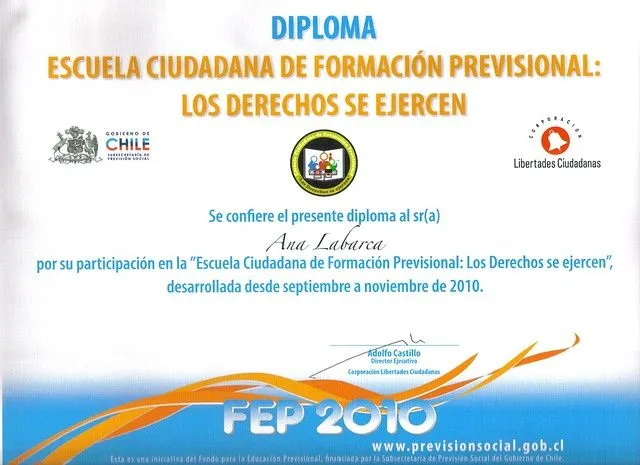 Diploma de participación en Escuela Ciudadana de Formación ...