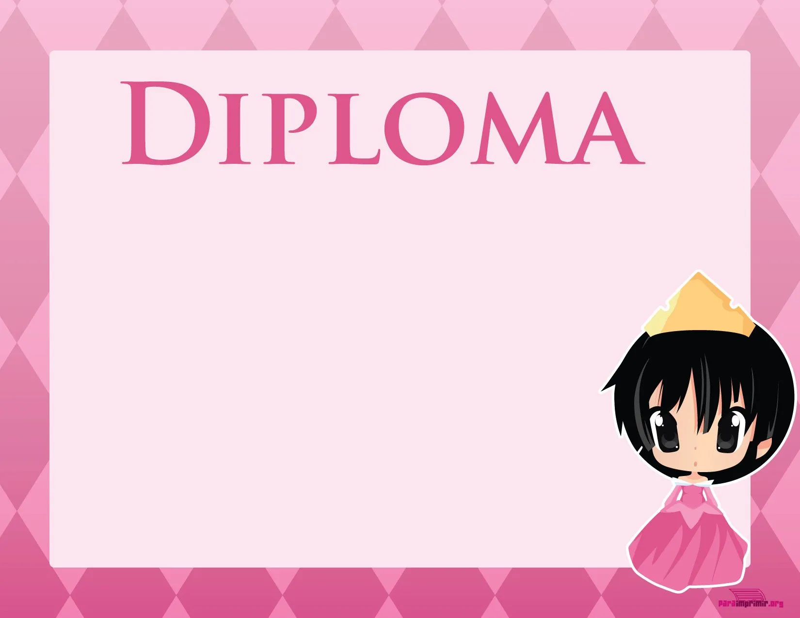 Diploma de princesa para imprimir