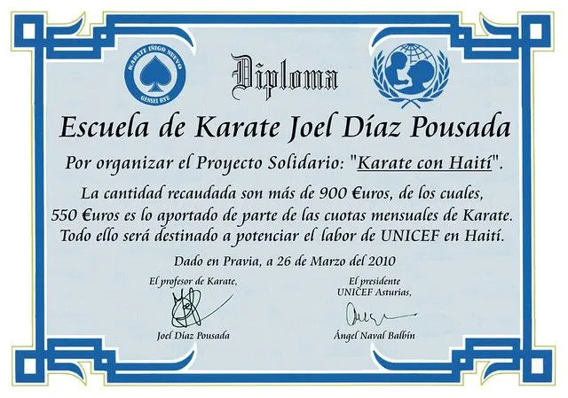 Diploma del Proyecto Solidario: Karate con Haití | Flickr - Photo ...