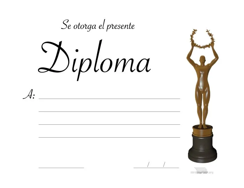 Diploma tipo Oscar para imprimir