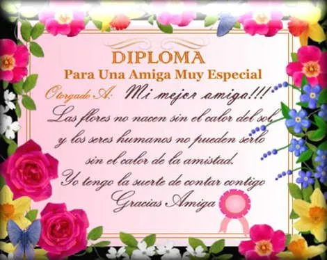 Diplomas de amistad para imprimir - Imagui