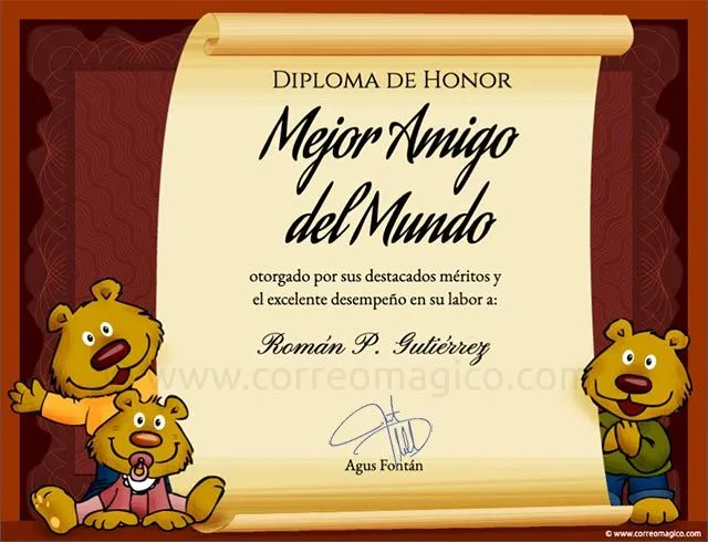 Diplomas de amistad para imprimir - Imagui