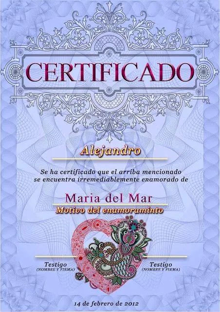 Diplomas de amor para editar - Imagui