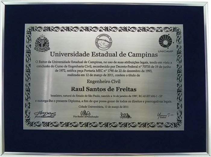 Diplomas e certificados - Réplica de diplomas - Página 1