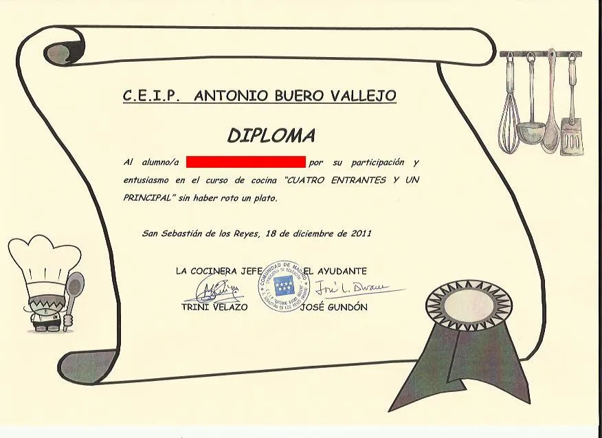 Diplomas de cocina para imprimir gratis - Imagui