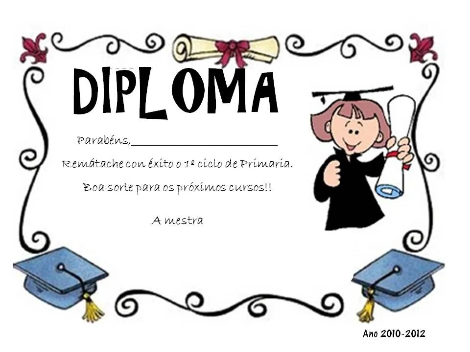 DIPLOMAS FIN DE CURSO 1º CICLO PRIMARIA | olladas á lectoescritura