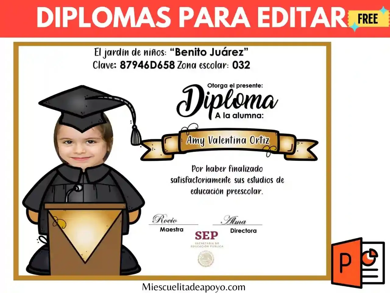 Diplomas para editar en powerpoint de graduación