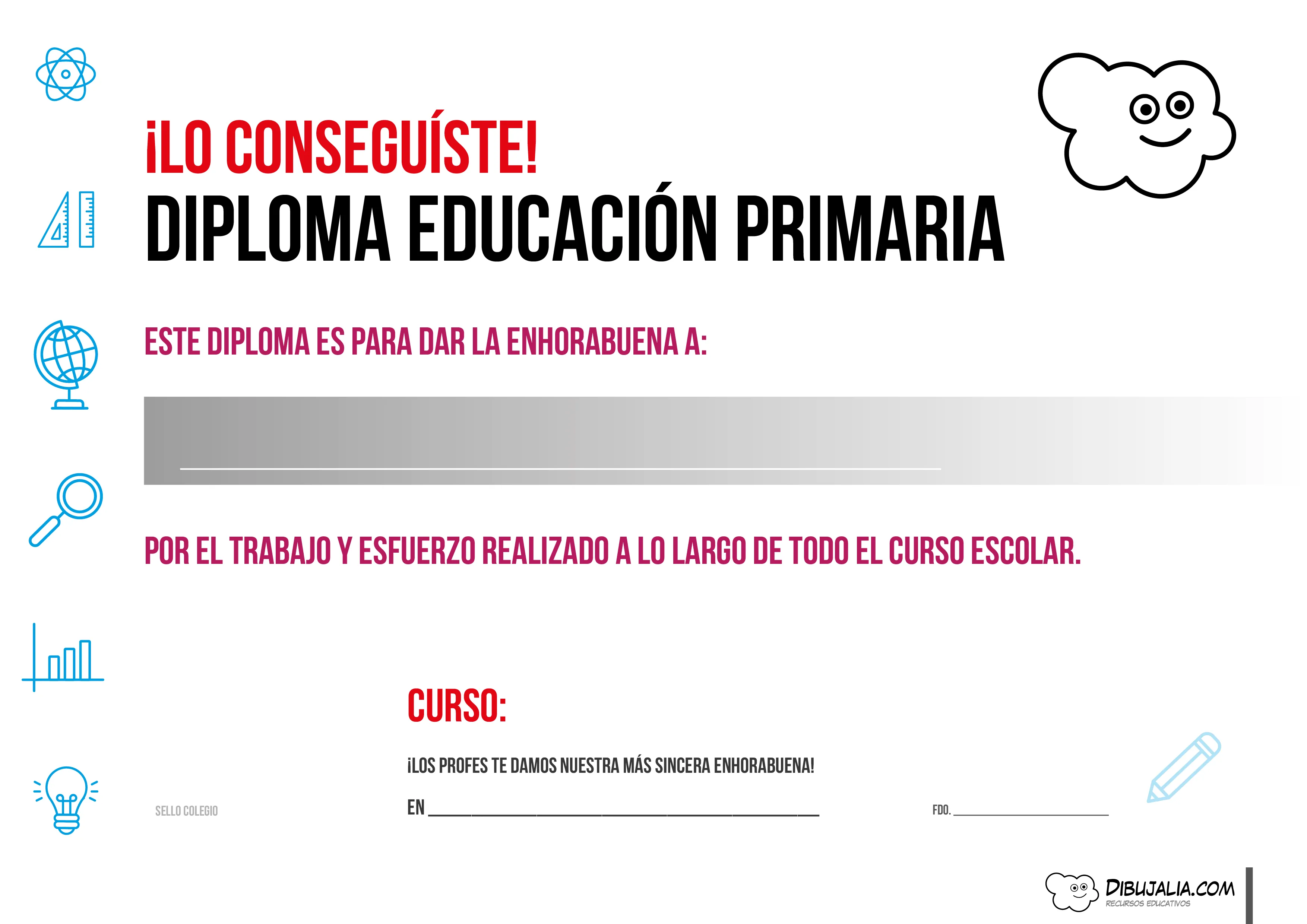 Diplomas para Educación Primaria - Dibujalia