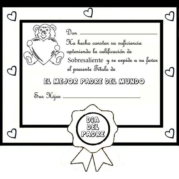 Diplomas con frases del Día del Padre para descargar y colorear ...