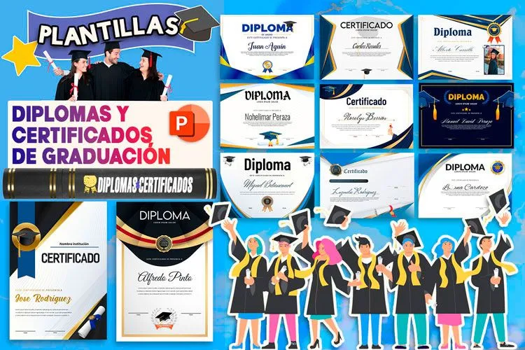 Diplomas de graduación para editar en PowerPoint ▷ Gratis