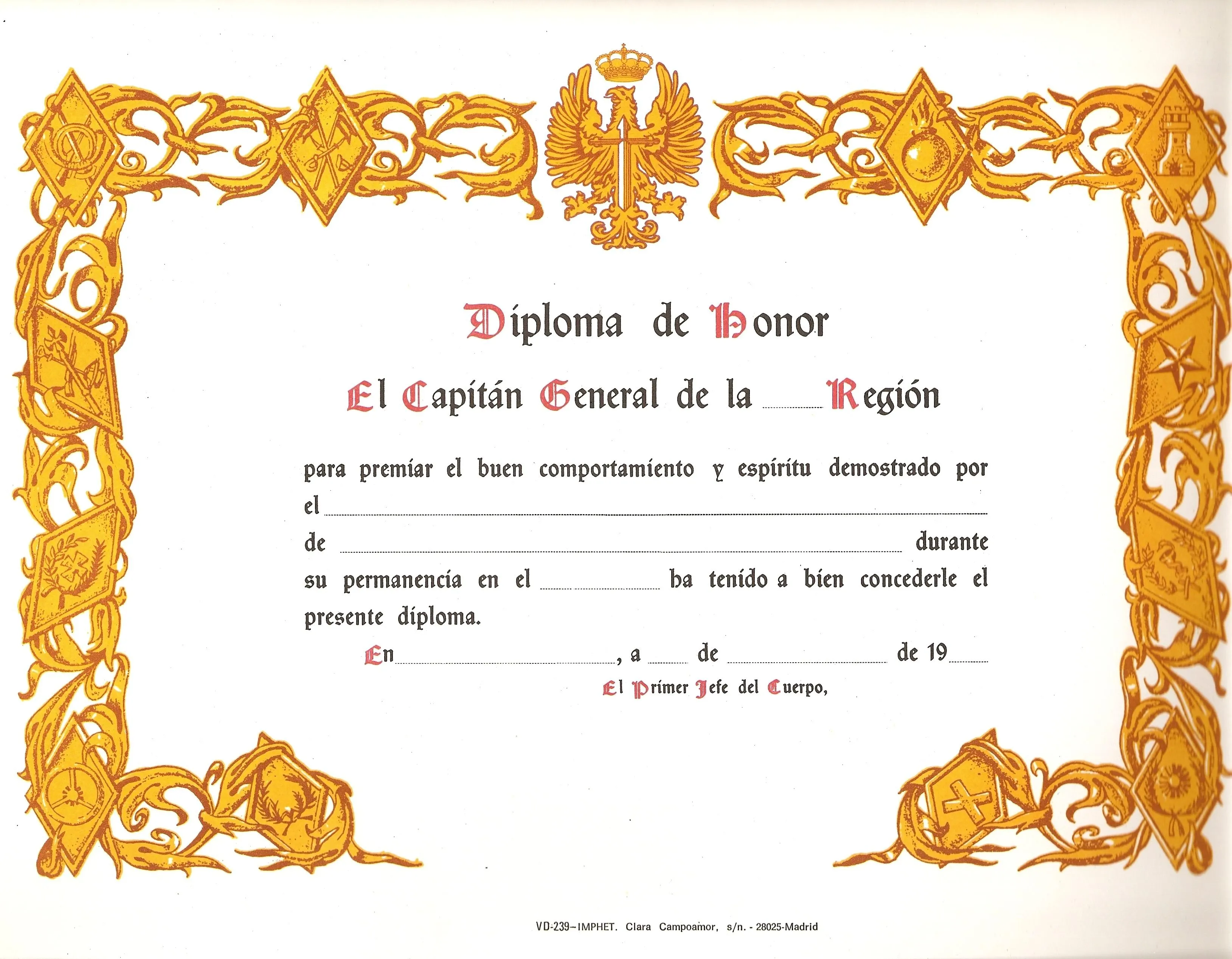 Diploma De Honor Para Imprimir Imagui