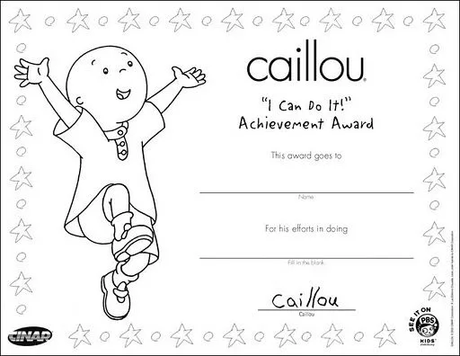 PARA NIÑOS E INFANTIL: DIPLOMA DE CAILLOU PARA IMPRIMIR GRATIS