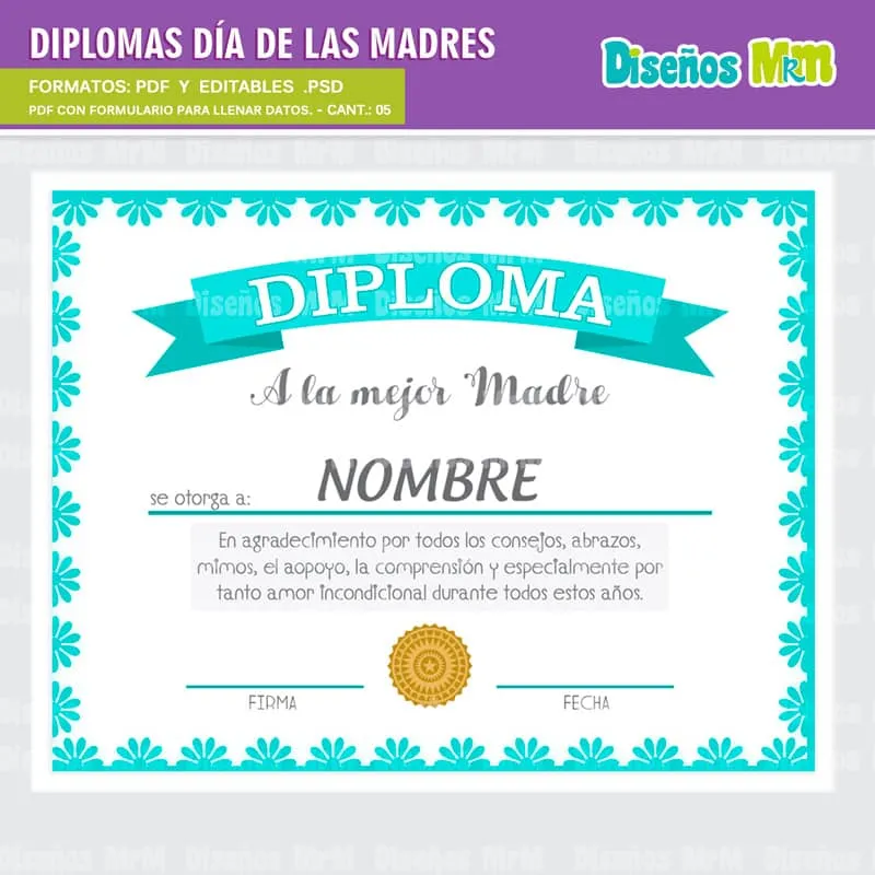 Diplomas Dia de la Madre Listos a imprimir