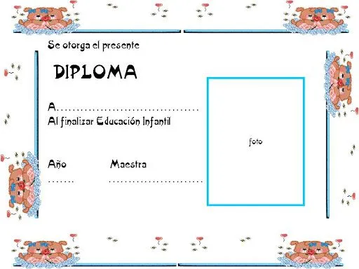 Diplomas de preescolar para editar - Imagui