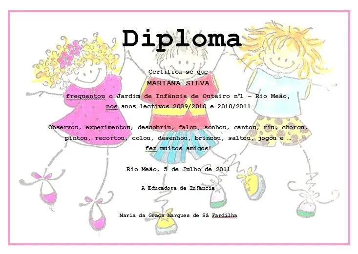 Diplomas pré-escolar - Imagui