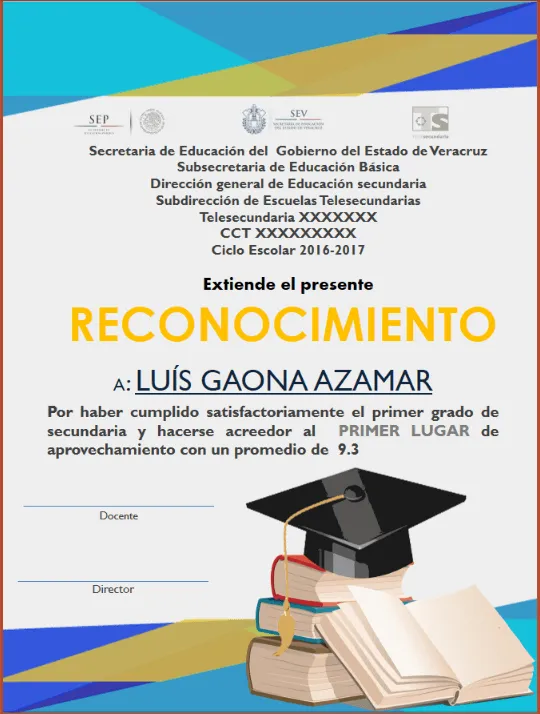 Diplomas y reconocimientos editables para power point. – Telesecundarias  Veracruzanas