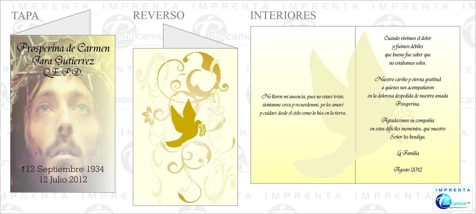 Díptico Jesús 6 / Tarjetas de Agradecimiento de Condolencia ...