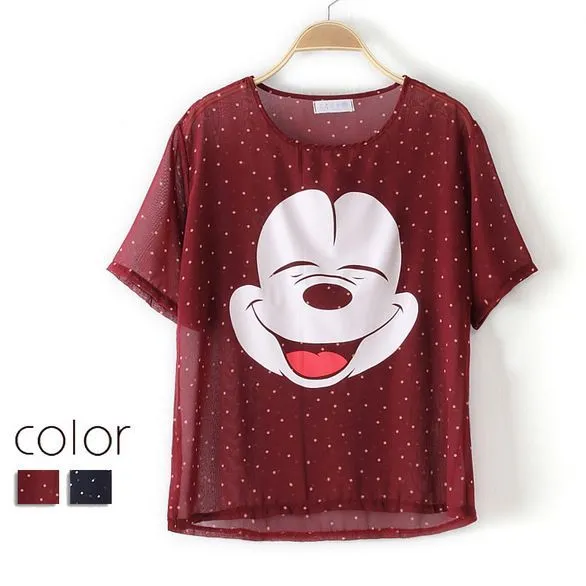 Discount Blusas Femininas 2014 Cute Mickey Mouse Stickers Cartoon ...