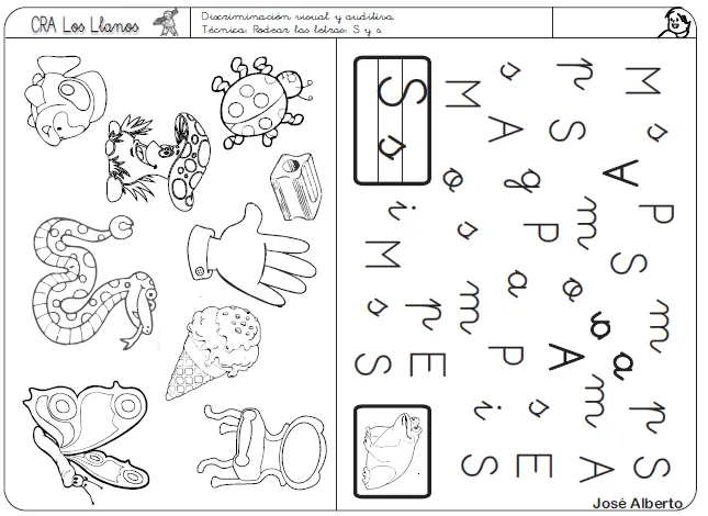 Discriminación visual: S | Recurso educativo 39697 - Tiching