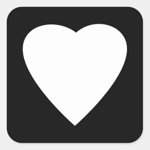 Diseño blanco y negro del corazón del amor colcomania cuadrada de ...