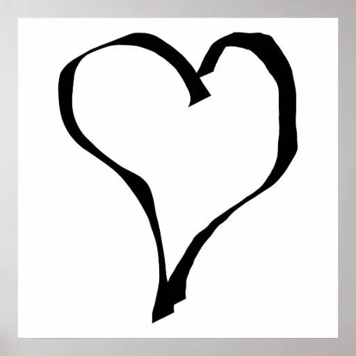 Diseño blanco y negro del corazón del amor posters | Zazzle