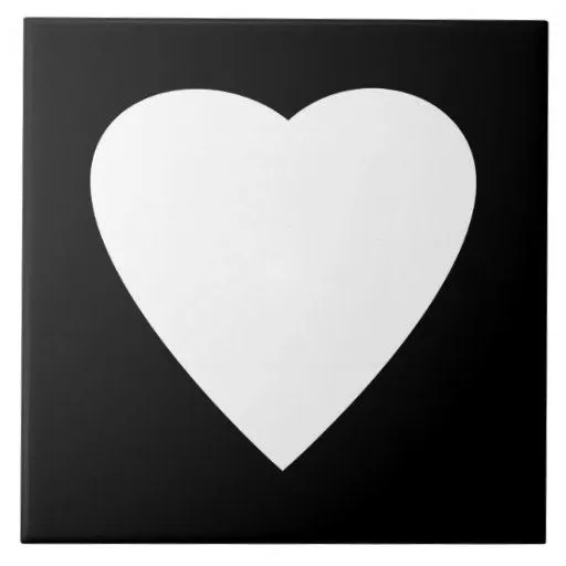 Diseño blanco y negro del corazón del amor tejas ceramicas | Zazzle