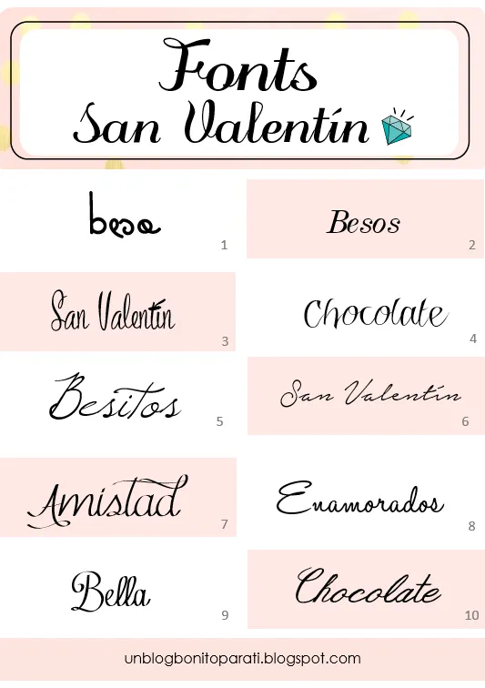 Diseño de blogs: Tipos de letras para San Valentín