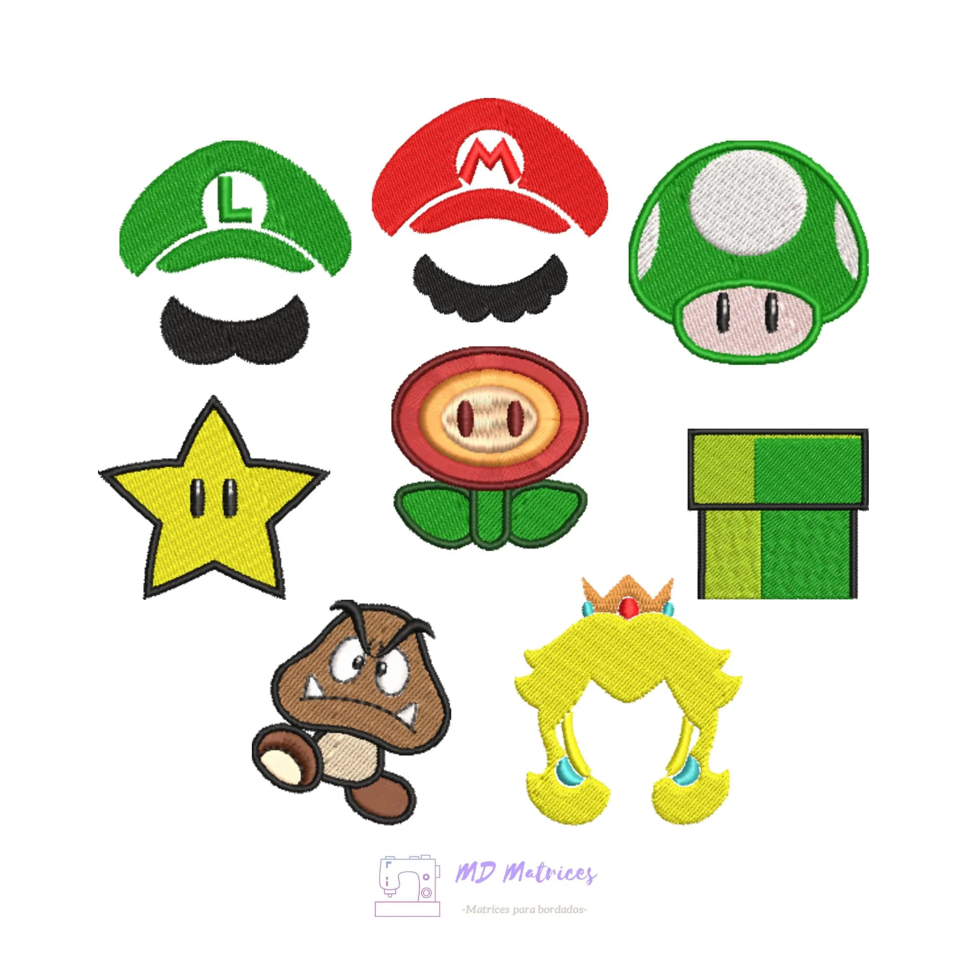 Diseño de bordado para máquina Super Mario Pack 8 diseños en 2 tamaños cada  uno - Etsy México