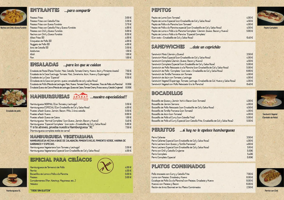 Diseño Carta Restaurante Ararat Festival Park Mallorca - H2A ...