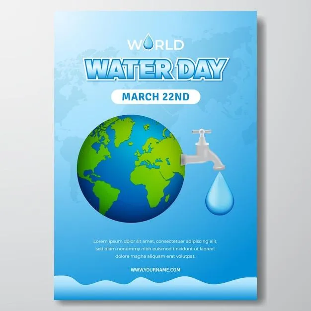 Diseño de carteles del 22 de marzo del día mundial del agua con ilustración  de globo y grifo de agua | Vector Premium