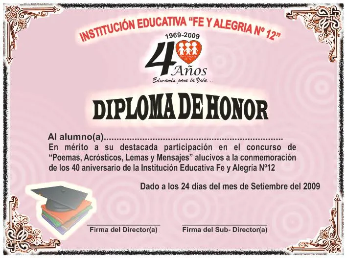 Diseño de Diploma | Colegio Fe y Alegria Nº12