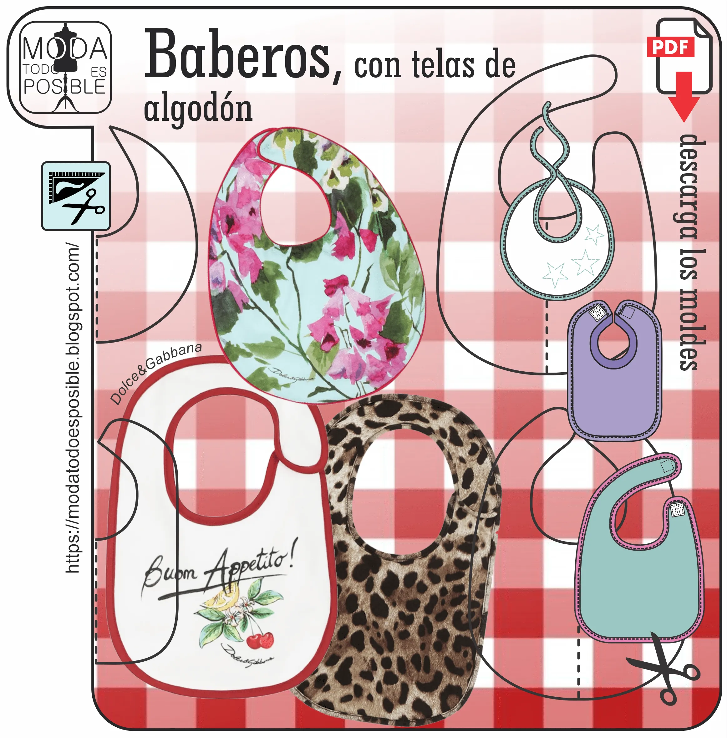 DISEÑO, MOLDES Y COSTURA: Baberos con telas de algodón