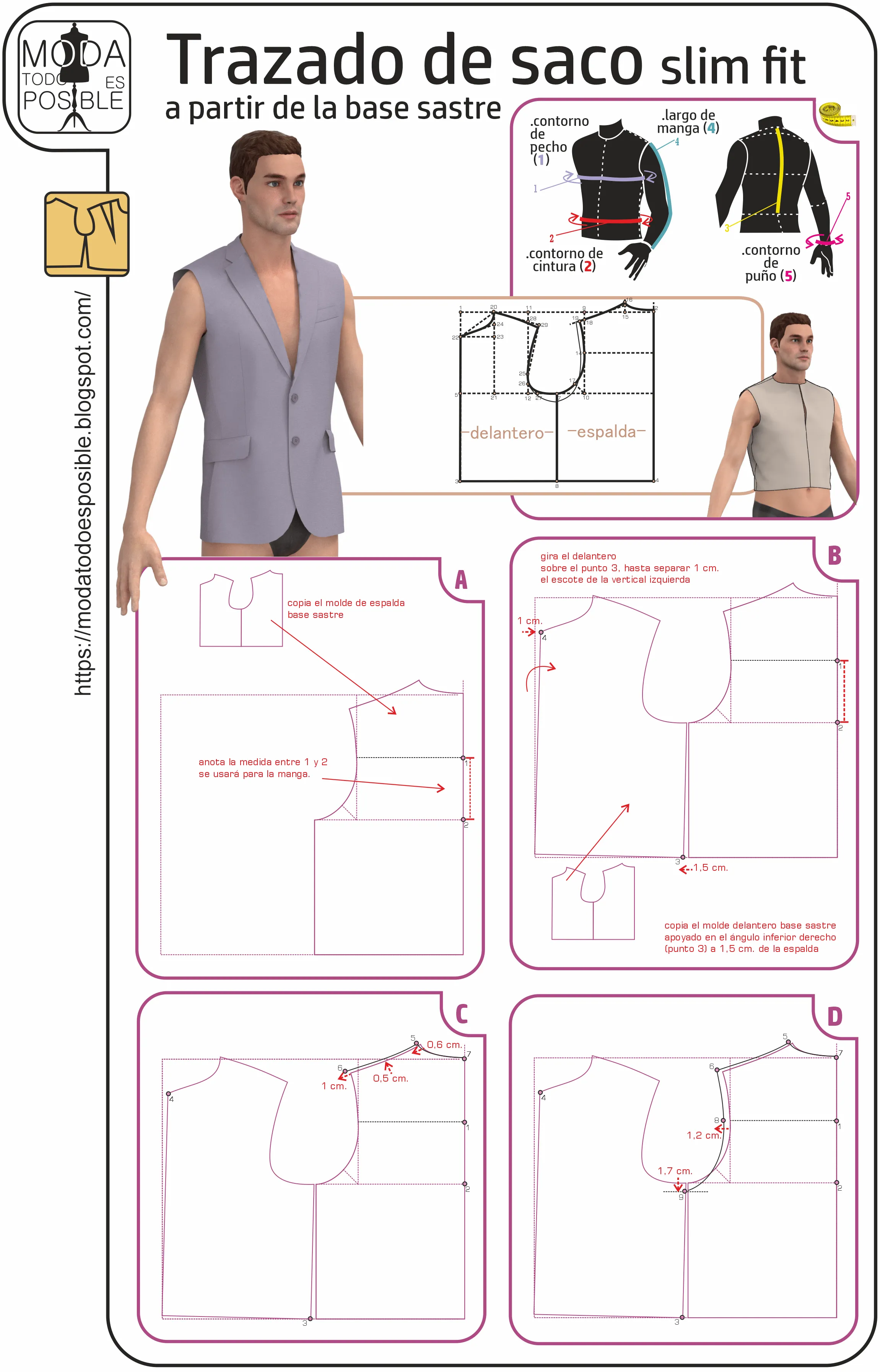 DISEÑO, MOLDES Y COSTURA: Transformacion para saco slim