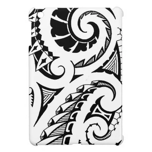 Diseño negro y blanco del tatuaje en arte maorí de iPad mini funda ...