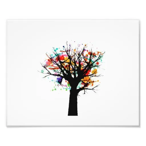 Diseño rameado del árbol de la acuarela arte con fotos | Zazzle