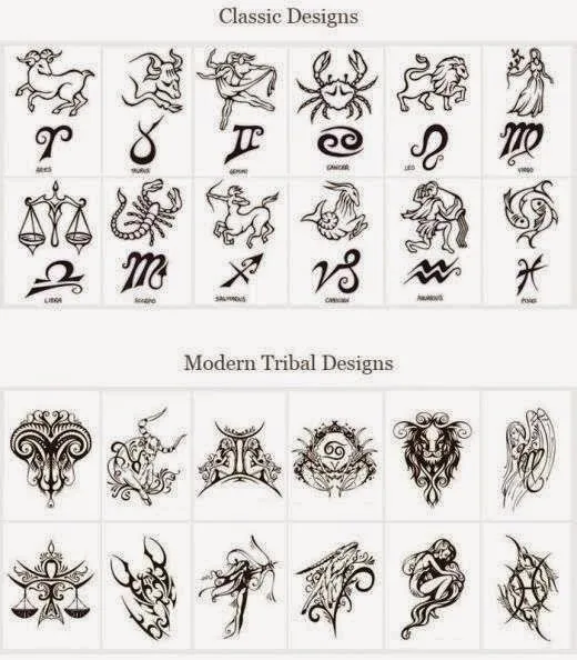 Diseño Tatuaje tribal signos zodiacales set 12 - IMÁGENES del ...