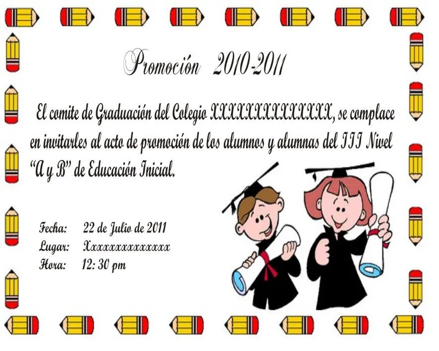 Tarjetas de invitación de graduación preescolar - Imagui