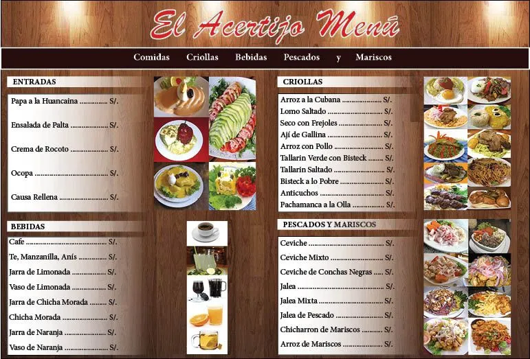 Diseños, Fotos y Dibujo: Carta Menu en InDesign