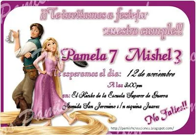 Diseños Pamish: Invitaciones Rapunzel