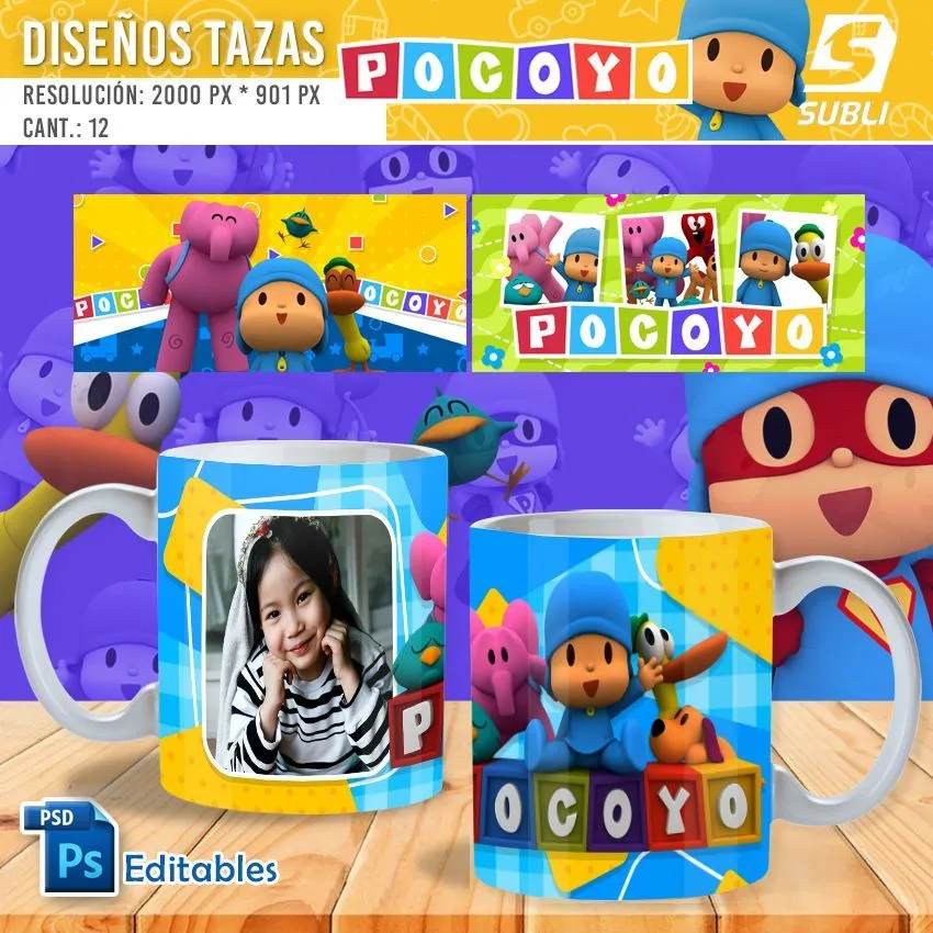 ▷ Diseños Plantillas para Sublimar Tazas de Pocoyo | SubliPlantillas