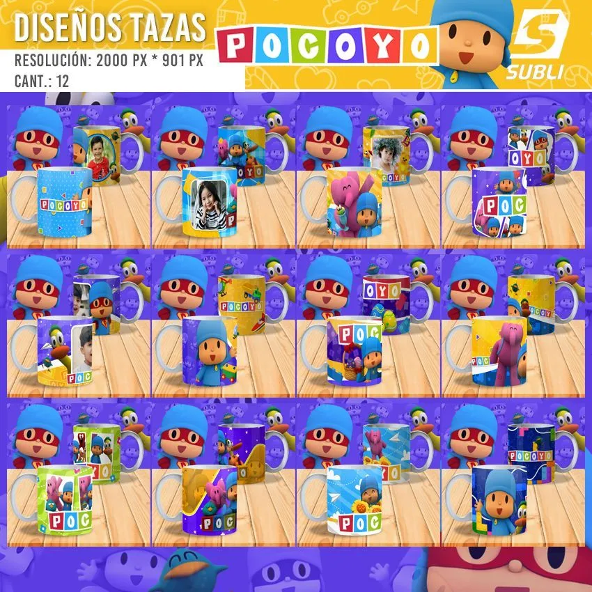 ▷ Diseños Plantillas para Sublimar Tazas de Pocoyo | SubliPlantillas