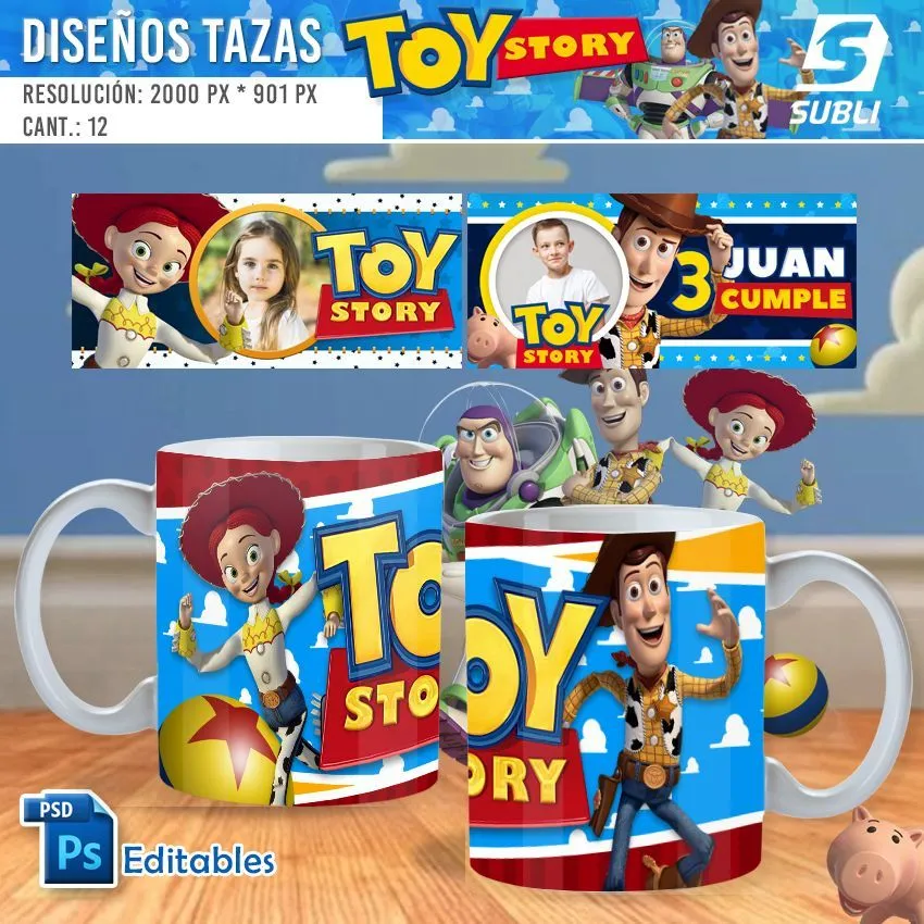 ▷ Diseños Plantillas para Sublimar Tazas de Toy Story | SubliPlantillas