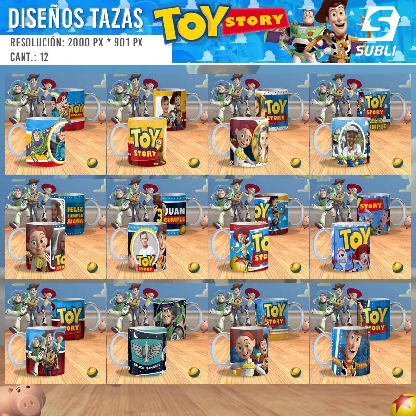 ▷ Diseños Plantillas para Sublimar Tazas de Toy Story | SubliPlantillas