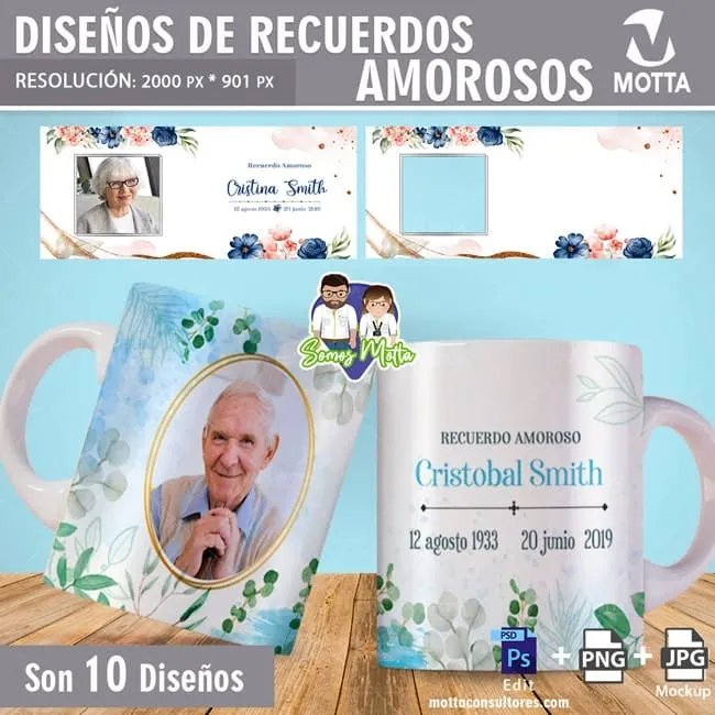 DISEÑOS PARA TAZAS RECUERDOS MEMORIALES PARA DIFUNTOS