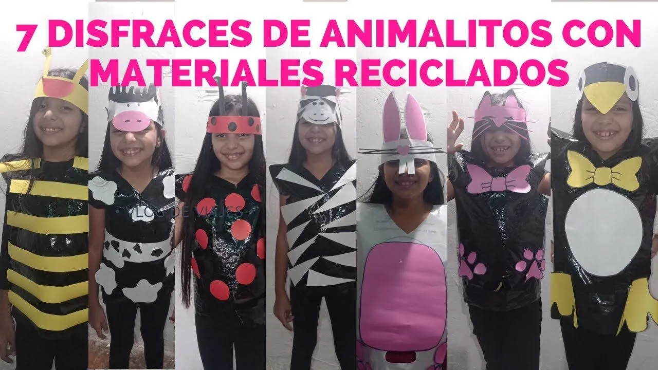 7 DISFRACES DE ANIMALES CON MATERIALES RECICLADOS/LINDOS ATUENDOS DE ANIMALITOS CON BOLSAS PLASTICAS - YouTube