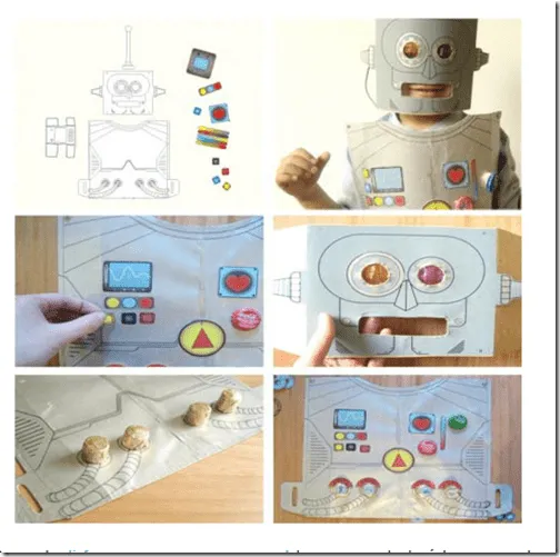 Disfraz casero de robot con moldes hecho de cajas - Disfraz casero