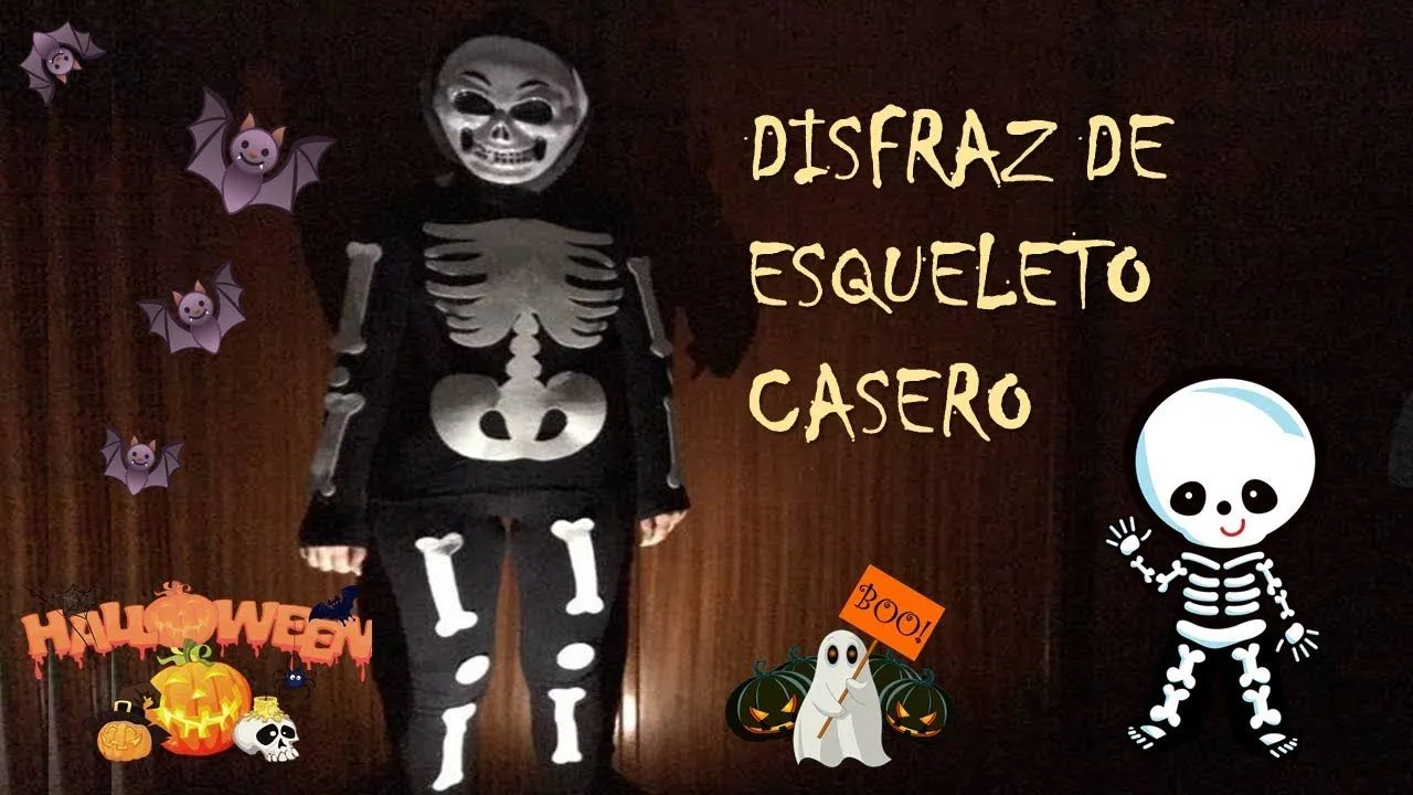 Como hacer disfraz casero de esqueleto - YouTube