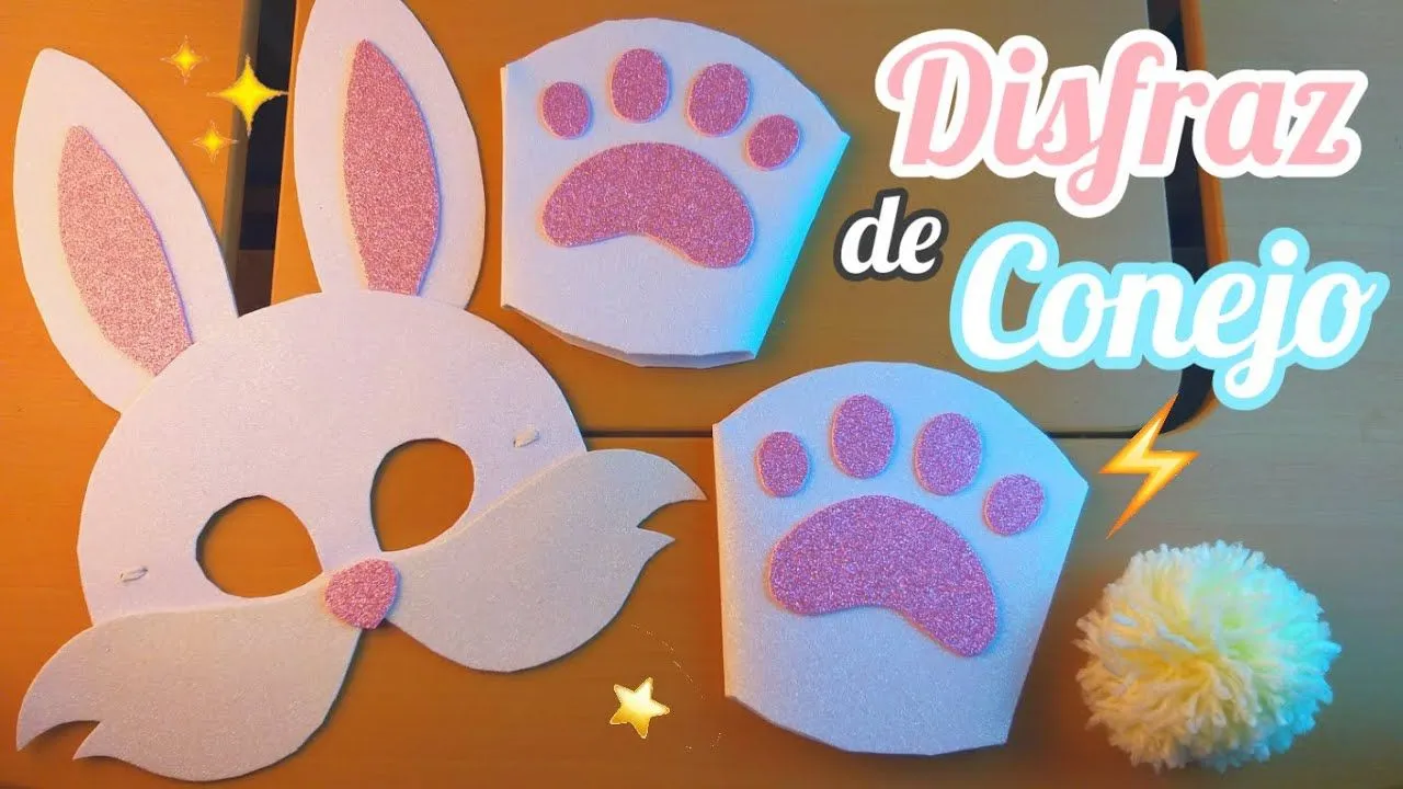 Cómo hacer un Disfraz de CONEJO para niños, Máscara , Guantes y Cola con  foamy | Momuscraft - YouTube